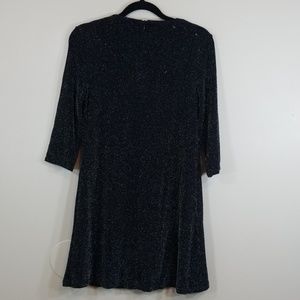 Zara Mini Crewneck Black Shiny Dress